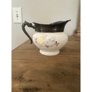 EAPG Consolidated Glass Coreopsis Glass Creamer Pi With Metal Spout 3.75”T